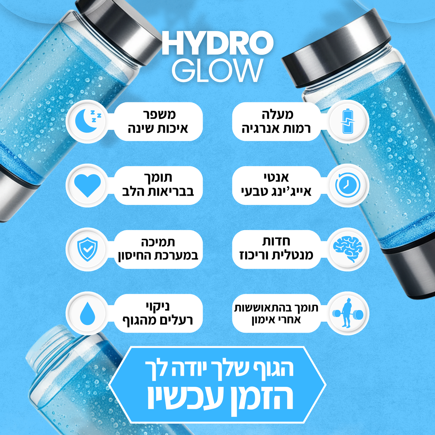 ™HydroGlow – בקבוק מים מעשיר במימן